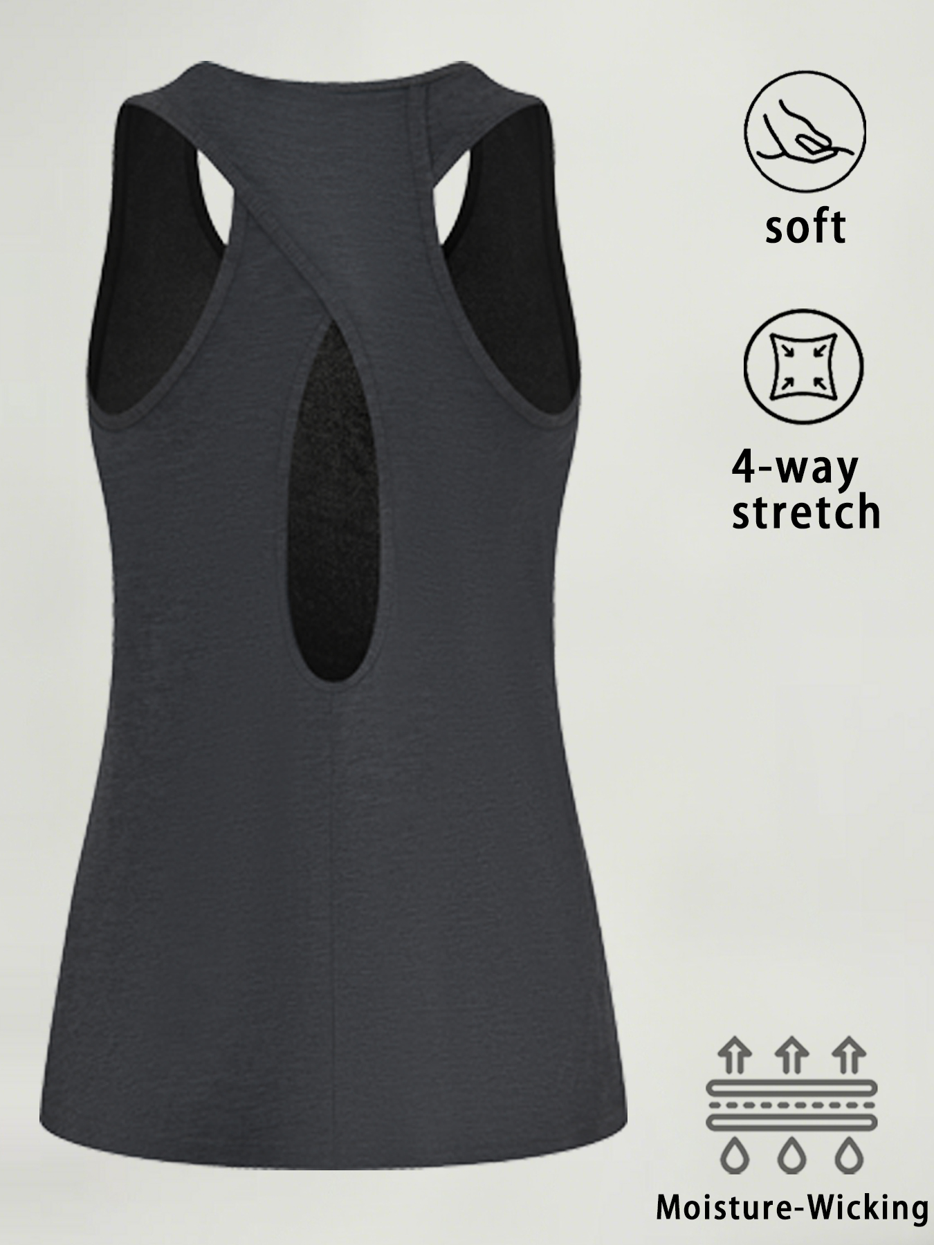 Top da allenamento super morbidi da donna con schiena scoperta, canotte racerback, canotte sportive con schiena aperta, magliette da yoga
