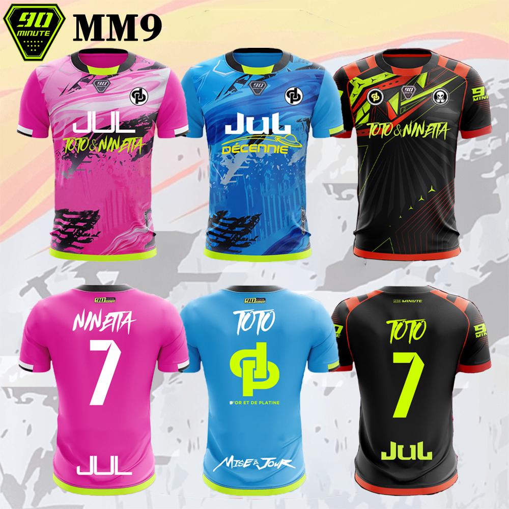 90 minutos série mm9 jul camisa de futebol masculino verão esportes ao ar livre camisa de secagem rápida treinamento de fitness o-pescoço camiseta