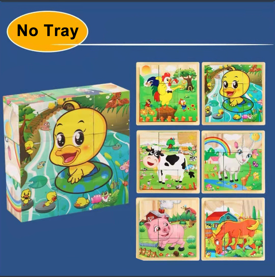 Kostka 3D drewniane puzzle dla dzieci dziewięć elementów sześciostronna drewniana taca z klocków dla dzieci Montessori nauka edukacyjne puzzle zabawki