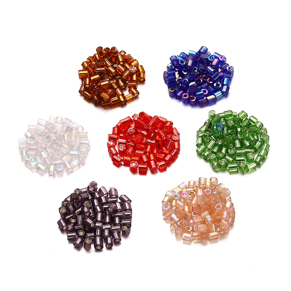 Perles de verre cylindriques hexagonales tchèques, petites perles en vrac avec trou de 1mm, pour la fabrication de colliers et de bijoux, accessoires de bricolage, 1800 pièces/lot