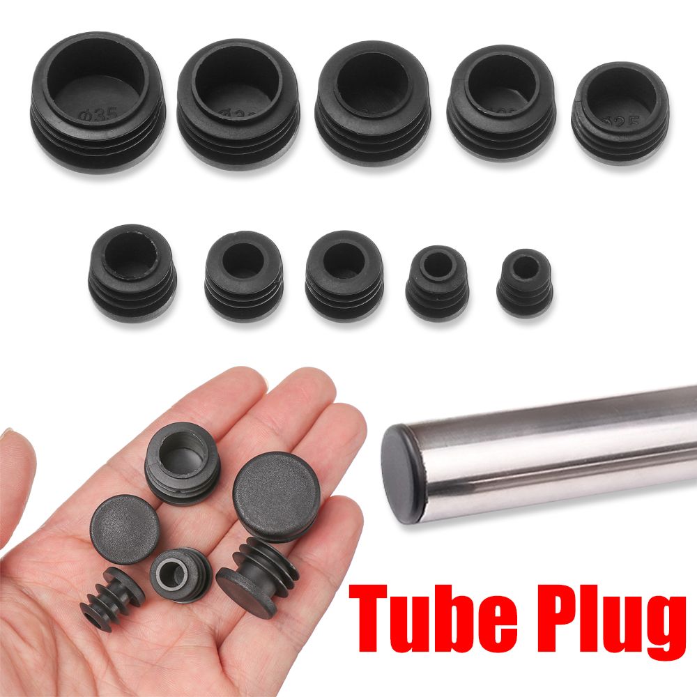 10 Stks/pak Zwart Rond Plastic Plug In Ronde Buis Stalen Buis Binnenmof Plug Hoofd Tafelstoel Voetkussen