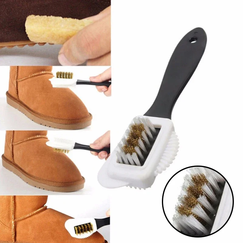 1/2PCS 3-seitige S-typ Reinigung Pinsel Wildleder Wildleder Schnee Stiefel Reinigung Kupfer Draht Schuh Pinsel reinigung Werkzeug