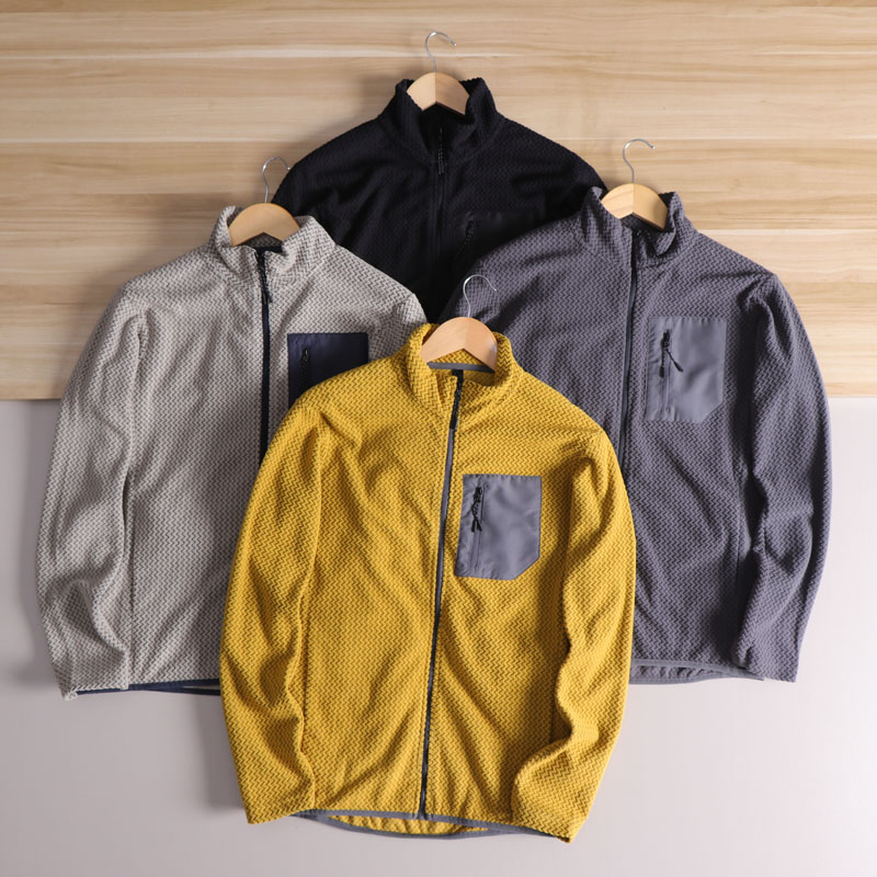 Jaqueta Masculina de Fleece Leve e Respirável de Secagem Rápida com Gola Alta para Esportes ao Ar Livre, Estilo Moderno Versá...