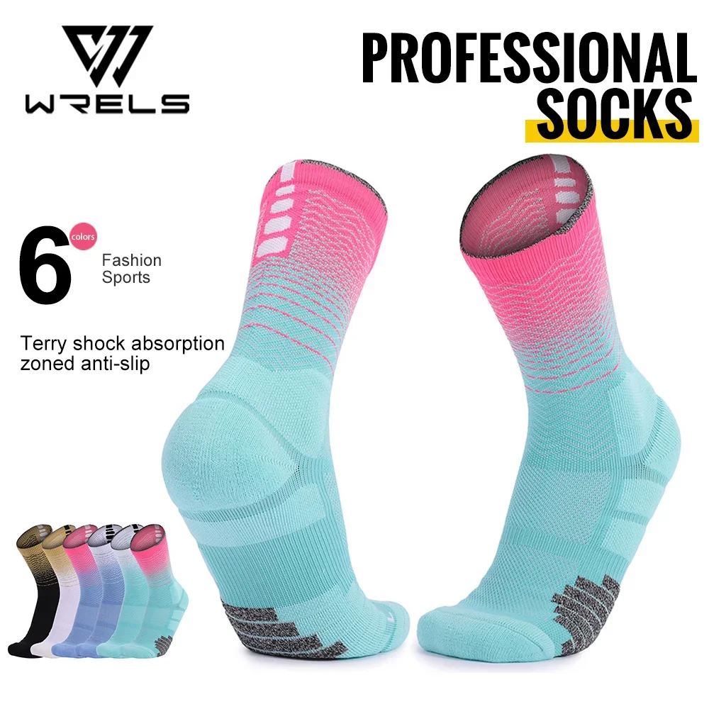 WRELS ソックス アスレチック クッション 吸湿発散性 スポーツ ソックス 厚いタオル底 汗吸収性 ハイキング バスケットボール ランニング ソックス