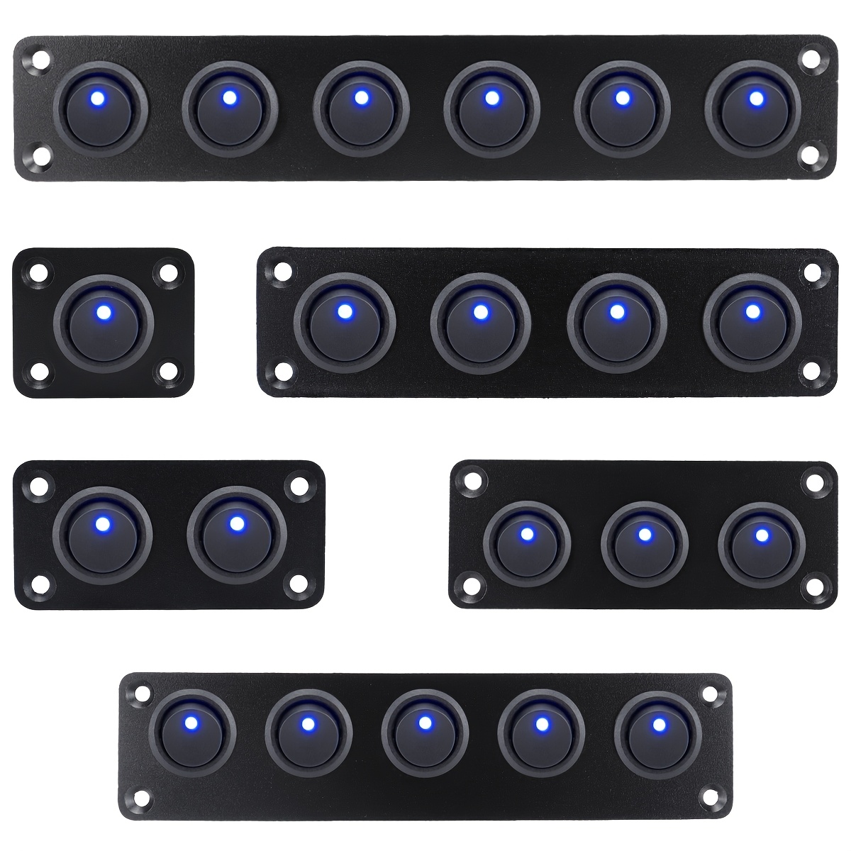 20A blauw rond joystick-schakelpaneel met 3-pins aluminium waterdicht 12V, geschikt voor auto's, vrachtwagens, boten, campers, jachten, enz.