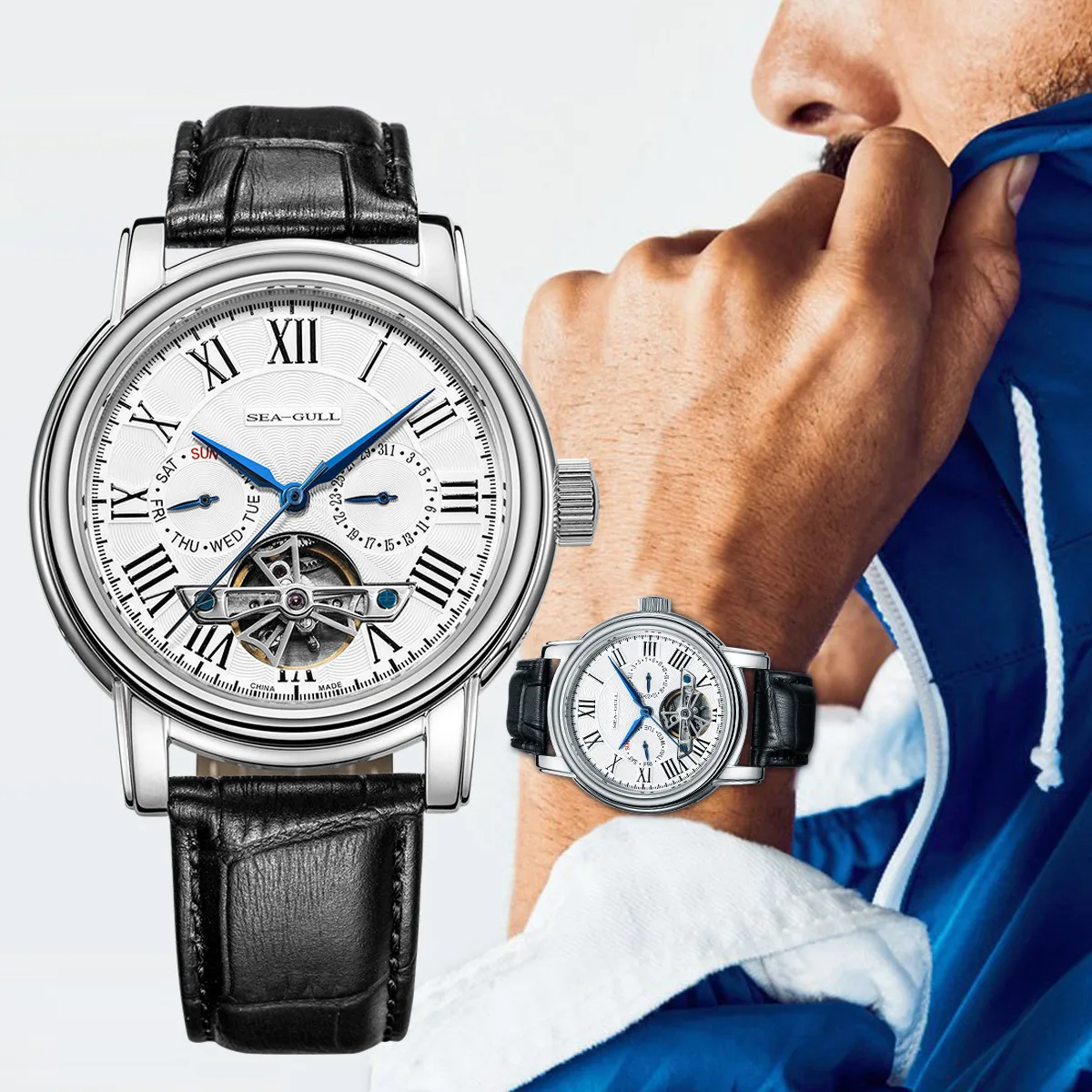Nouveau montre-bracelet mécanique automatique pour hommes mouette ST25 mouvement mode homme creux Flywhee montre d'affaires décontractée 819.624
