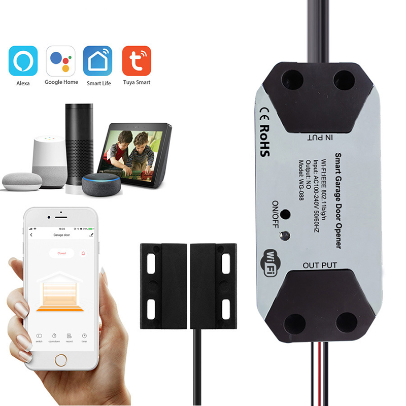 Tuya-interruptor WiFi, controlador inteligente de abridor de puerta de garaje, módulo de hogar inteligente, aplicación remota Smart Life, Control compatible con Alexa y Google Home