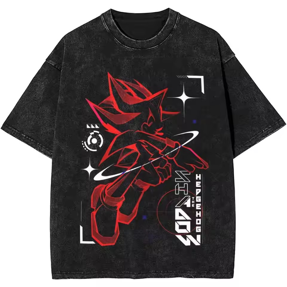Krótki rękaw, okrągły dekolt, koszulka Y2k męska, nowości w kategorii topy i koszulki, męska koszulka, camisetas, japońskie cienie, jeż, efekt sprania