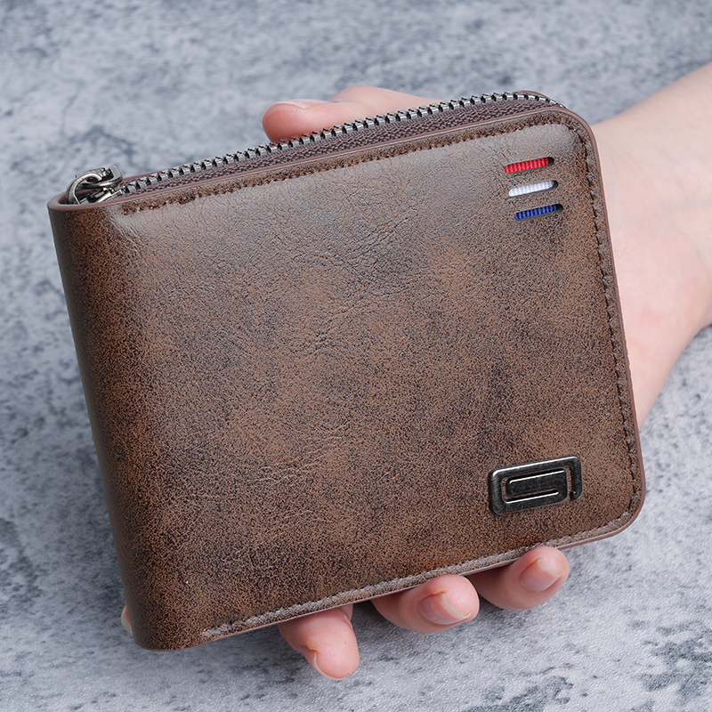 Dompet Pria Kompak 2025 Warna Solid Baru Model Sederhana Lipat Tiga Penjepit Uang Multifungsi Dompet Koin Resleting Pelajar