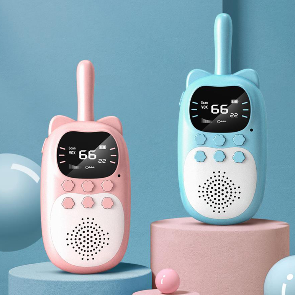 2PCS Kinder Walkie Talkie Wiederaufladbare 1000mAh Handheld 3km Radio Transceiver Sprechanlage für Kinder Spielzeug Geburtstag Geschenk jungen Mädchen