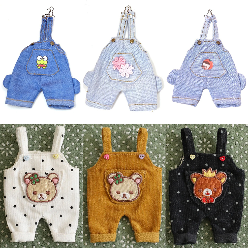 Kawaii 1/12 BJD Doll Clothes Fashion Suspender Pants Dolls jeans for ob11,gsc,body9 Dolls Accessories Obitsu 11 Clothes