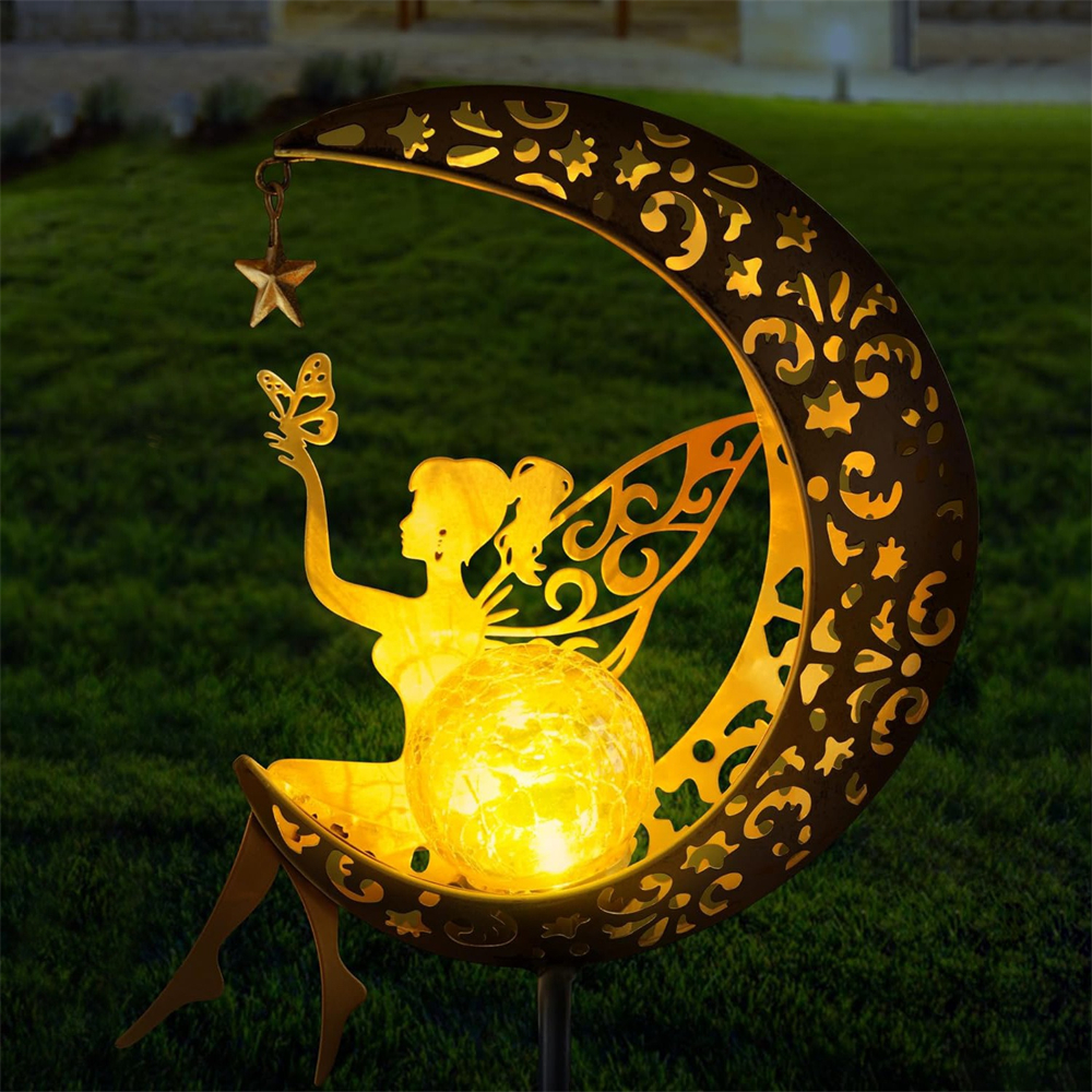 Solar Mond Fee Lampe Outdoor Garten Eisen Blume Fee Boden Einfügung Lampe Rasen Hof Dekorative Licht