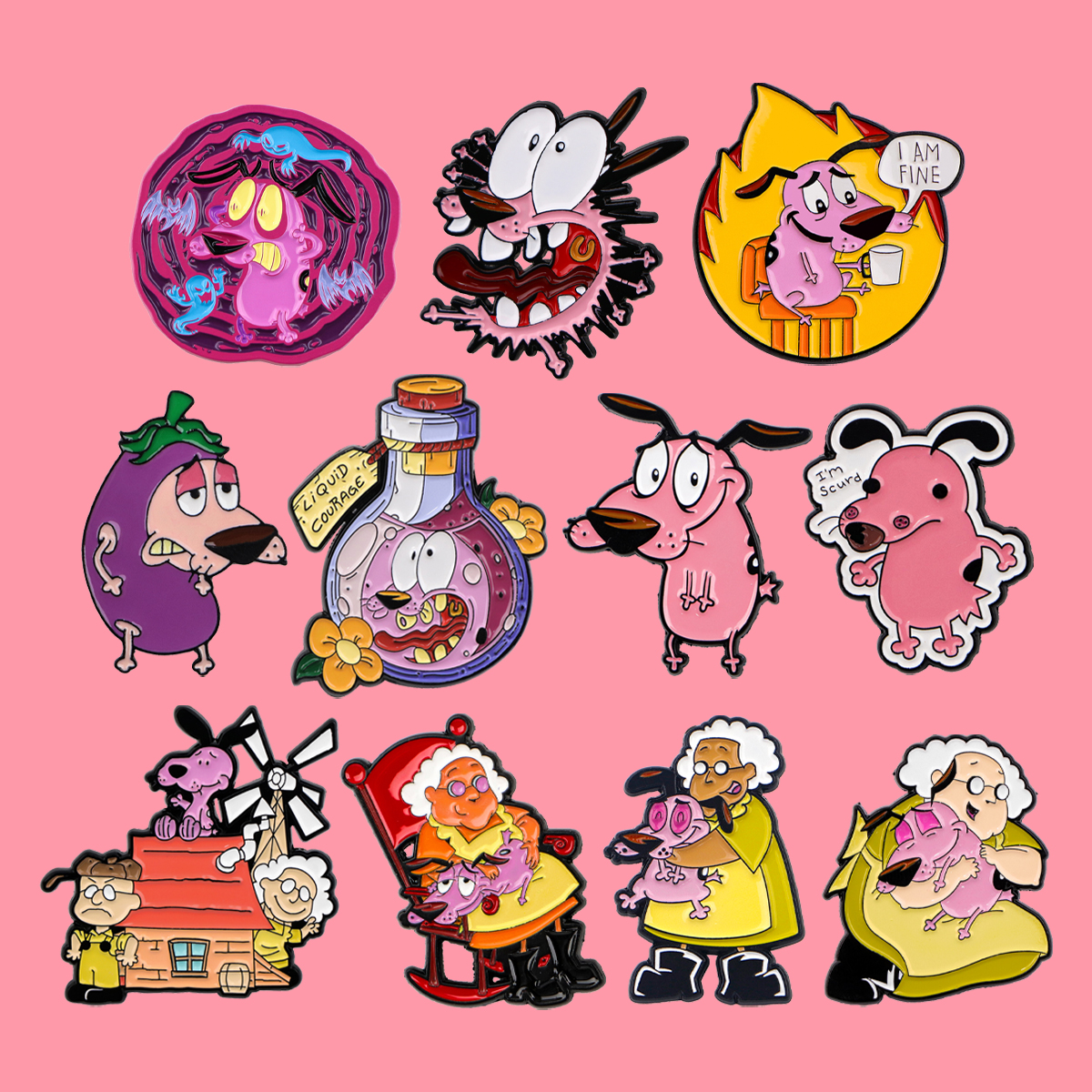 Эмалированные булавки Cowardly Hero Dogs, значки с аниме-фигурками, металлическая брошь с лацканами для рюкзаков, броши, модные ювелирные изделия, аксессуары, подарки