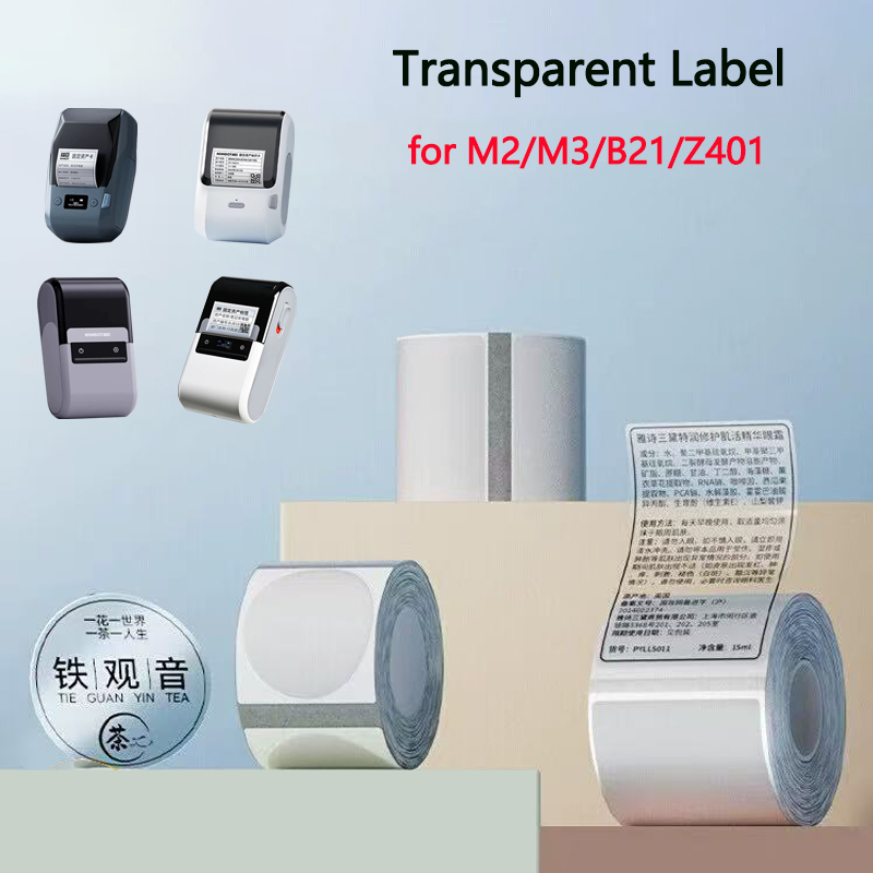 Niimbot M2/M3/B32/Z401 Transparentes Etikett, selbstklebender Wärmeübertragungsdruck, wasserdicht, reißfest, klare Dichtungsaufkleber
