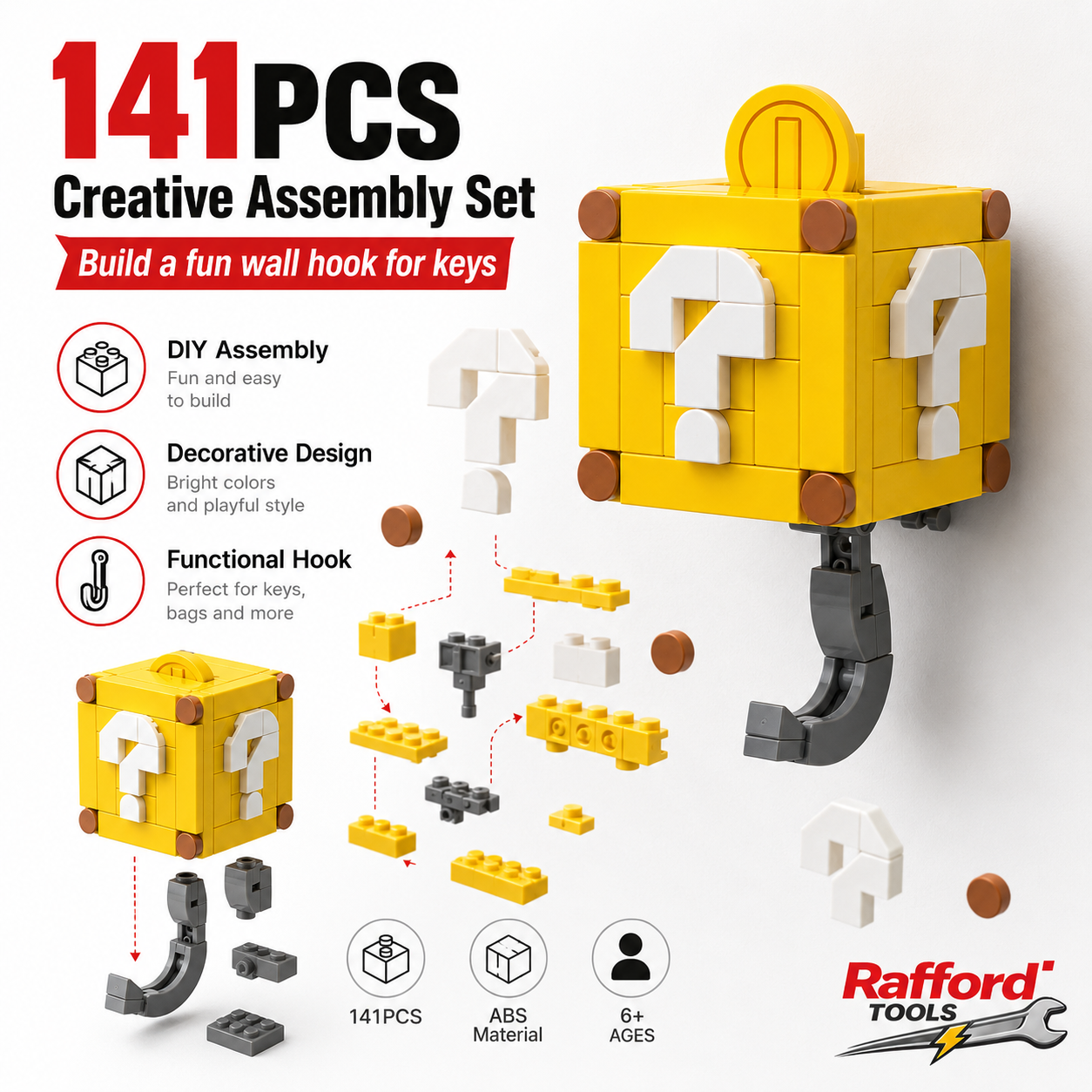 Rafford 141PCS Coin Building Blocks Keychain Set DIY Mini Brick Kit Creative Pendant Toy Christmas Gift for Kids Collectors