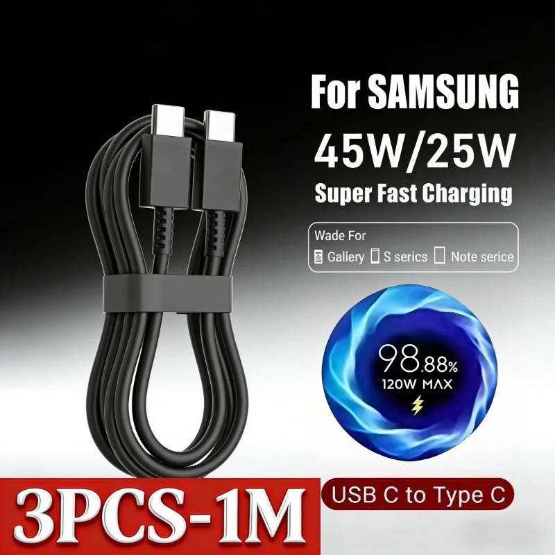PD 100W USB Type C to C 急速充電ケーブル Samsung Galaxy S22 S23 S24 S25 Plus Note Ultra A53 A54対応 充電データケーブル 3/1本入り