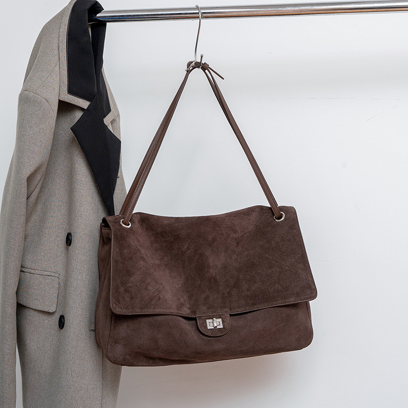 Luxe matte suède crossbody tas, modieus, casual, grote capaciteit, schoudertas