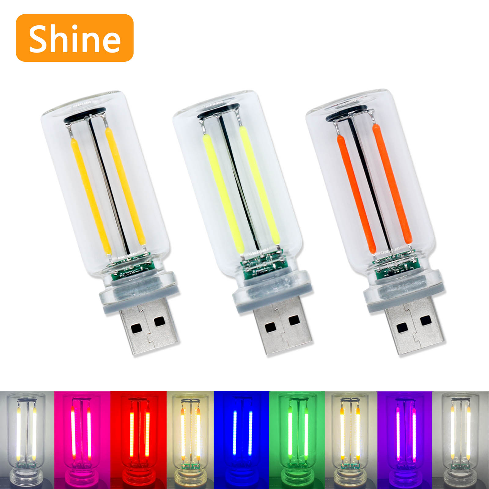 Bombilla LED Retro USB con filamento táctil, atenuación de 5V, bombilla LED Retro Edison de 0,3 W, luz nocturna, iluminación LED decorativa incandescente para acampar