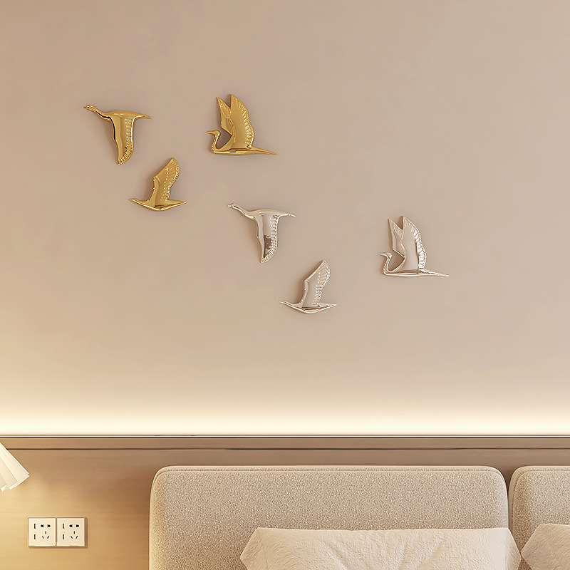 Modern Flying Crane Bird Wall Sticker Wall Decoration Creative Store Bar Living Room Entrance Sofa TV Background Wall Decoration