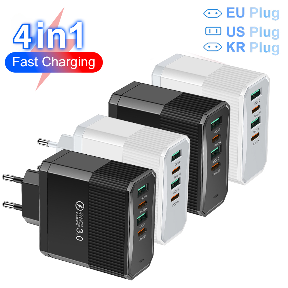 100W USB-lader met snelladen, 6 poorten, Quick Charge 3.0, reislader voor iPhone, Samsung, Huawei telefoons