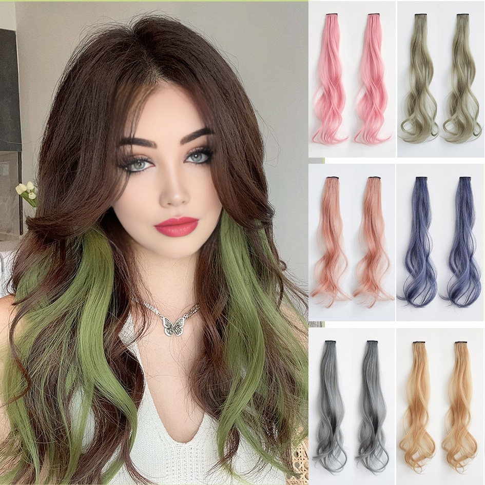 สังเคราะห์ 2 ชิ้น/เซ็ต 50 ซม./60 ซม.สีผมหยิก,คลื่นน้ําสีชมพู/สีฟ้า/สีม่วง,ฮาโลวีน/คริสต์มาสวิกผม