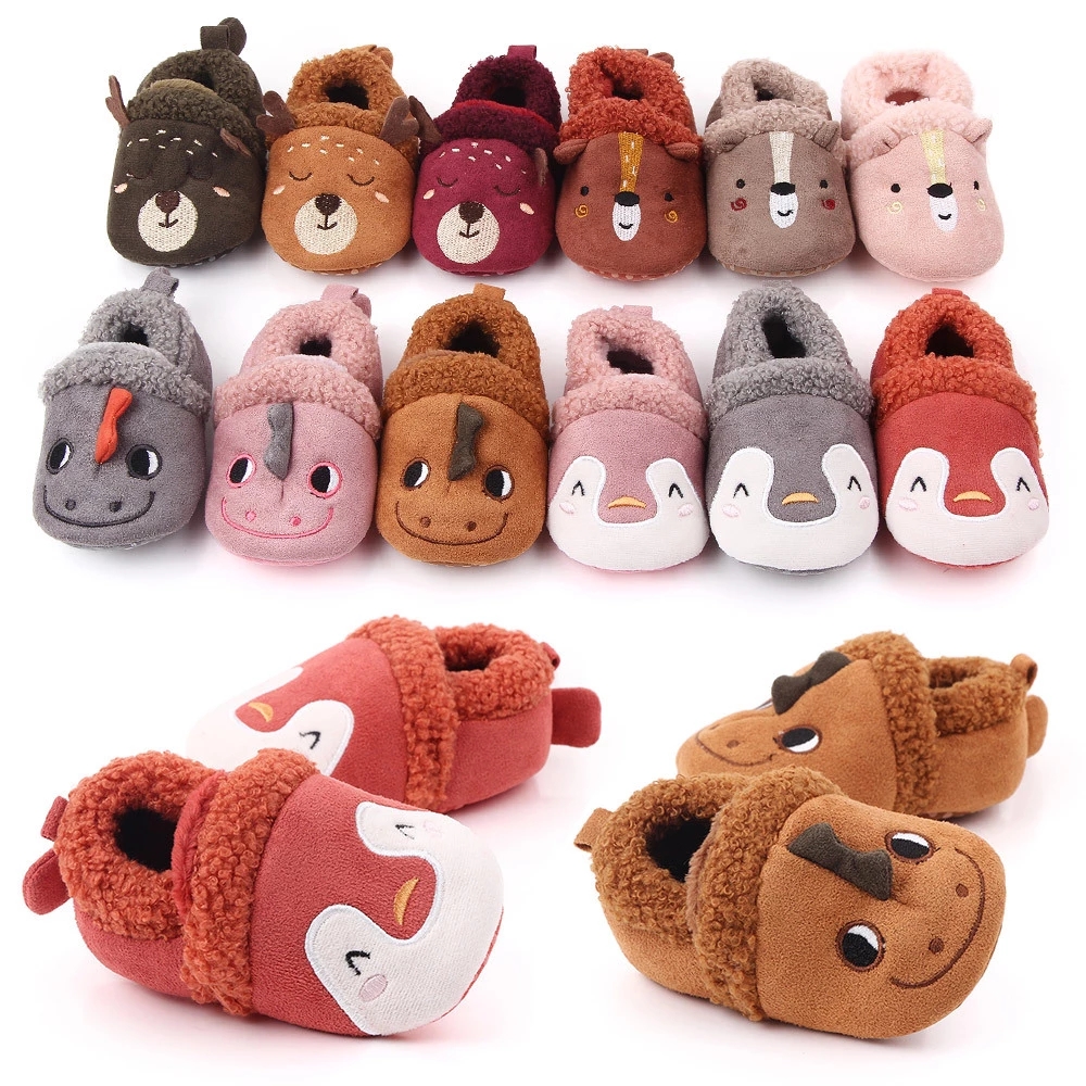 Super manter quente chinelos infantis da criança sapatos de bebê menino menina malha berço sapatos bonito dos desenhos animados anti-deslizamento prewalker chinelos de bebê