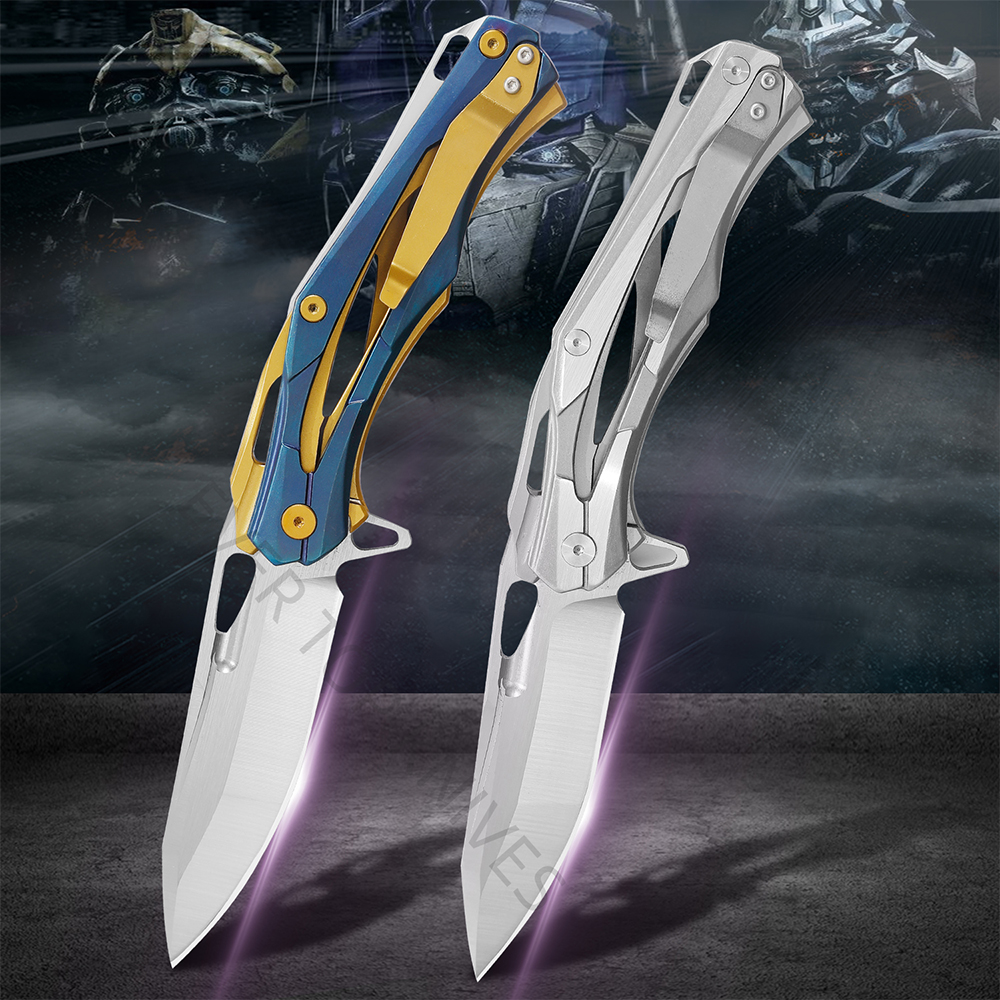 Cuchillo plegable Edc, hoja D2 de alta dureza, mango de acero inoxidable, bueno para caza, Camping, supervivencia, transporte diario al aire libre
