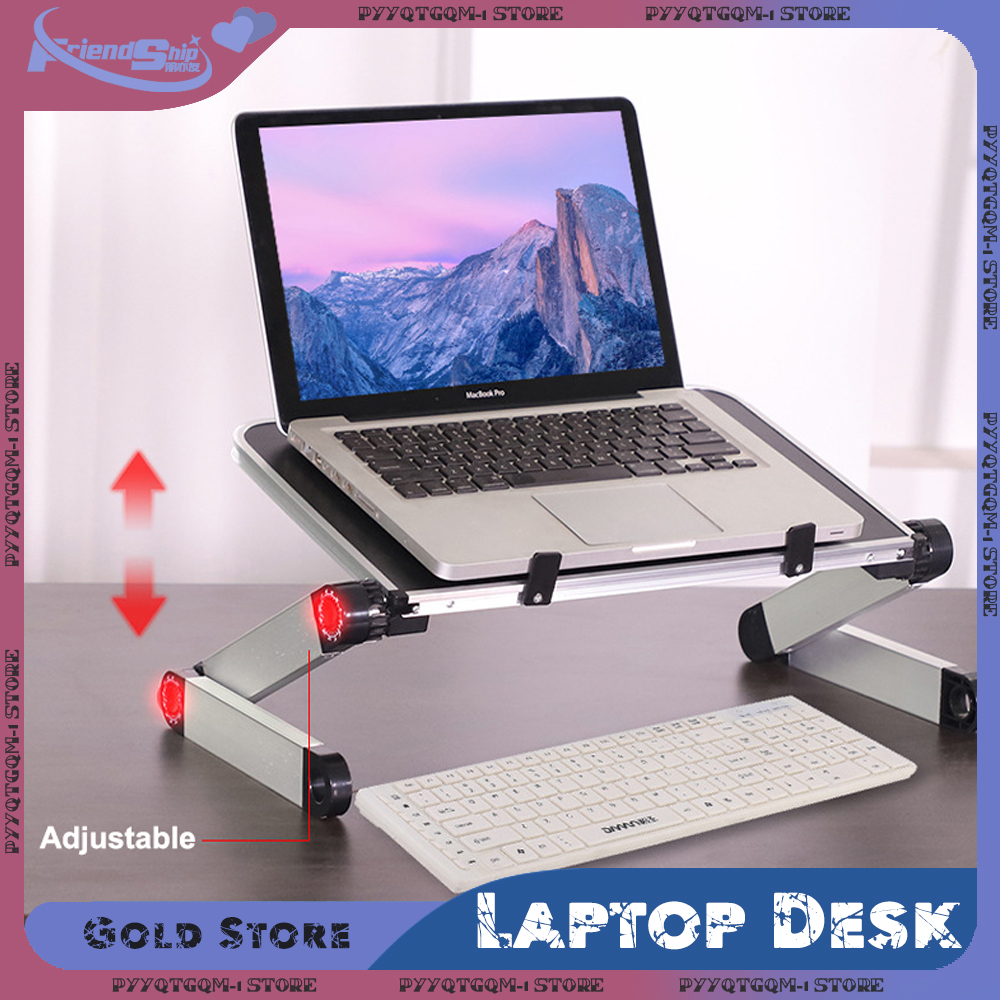 โต๊ะแล็ปท็อปปรับโต๊ะคอมพิวเตอร์อลูมิเนียมแบบพกพา Ergonomic Lapdesk สําหรับเตียงทีวีโซฟาโต๊ะโต๊ะทํางานพร้อมแผ่นรองเมาส์
