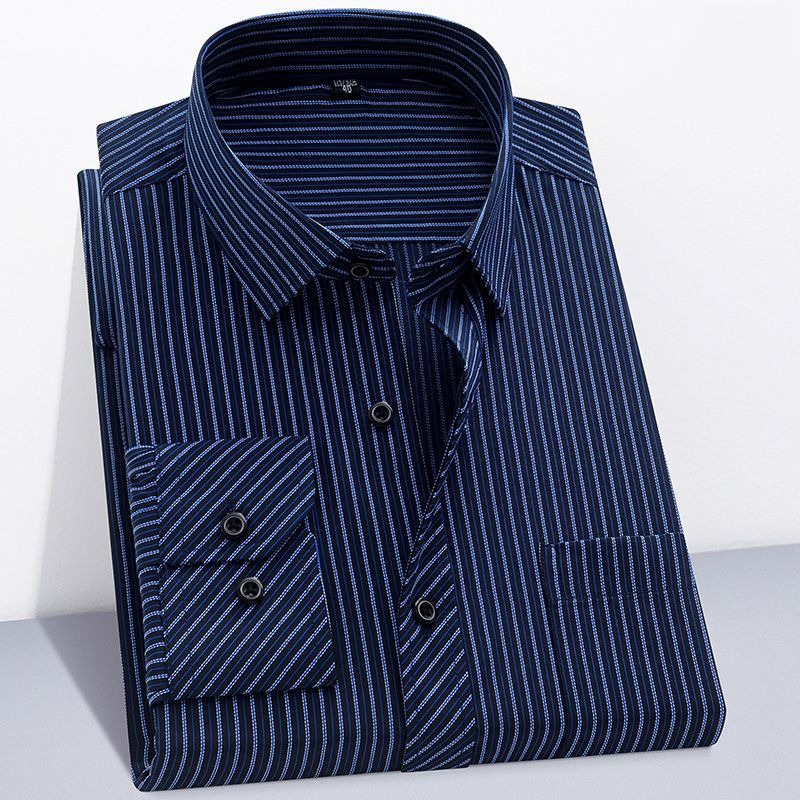 Męskie koszule biznesowe z bawełny, koszule w paski z długim rękawem, koszule męskie codzienne, duże rozmiary plus size 9XL 8XL, krój regularny, oversize.