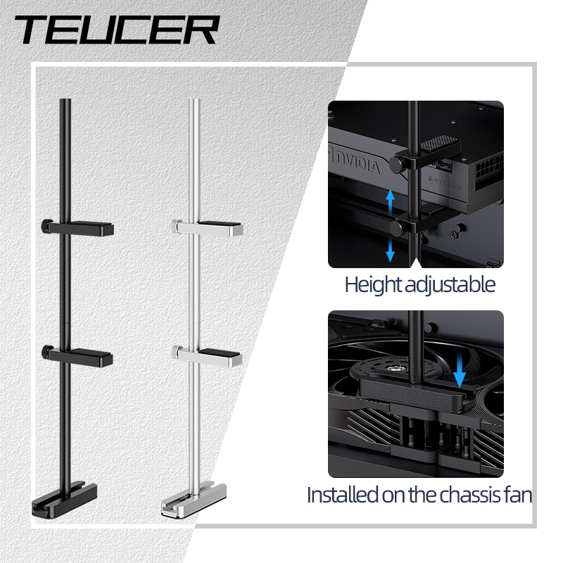 Teucer VC-4 Grafikkartenhalter, verstellbare Buchse, GPU-Grafikkartenhalterung aus Aluminiumlegierung, unterstützt ITX/ATX-Desktop-PC-Gehäuse, Zubehör