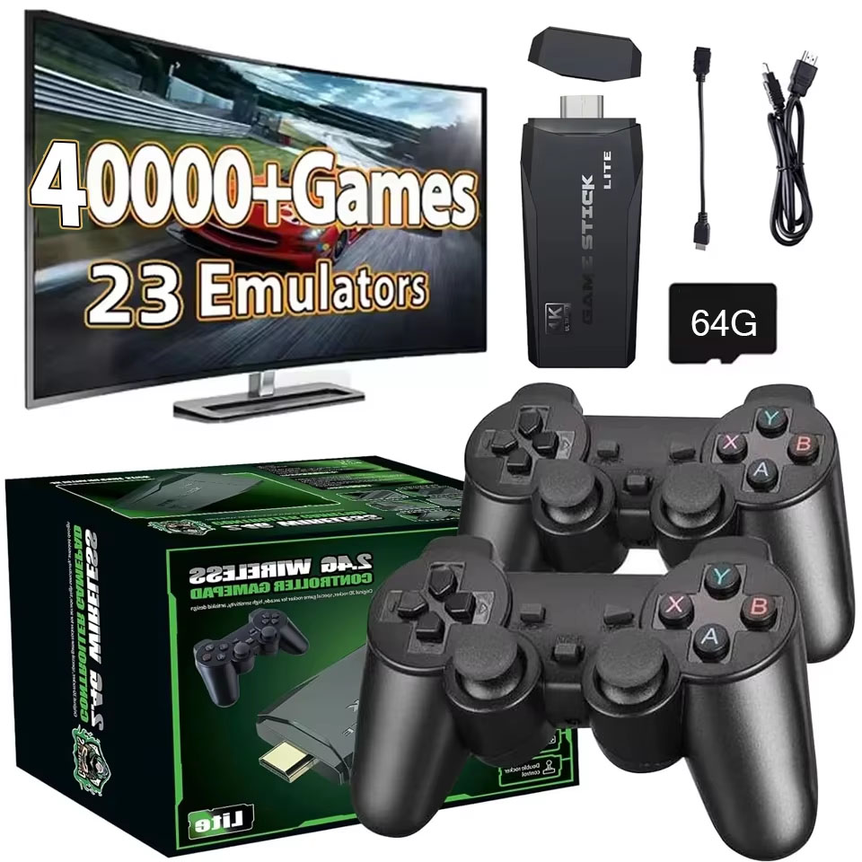 M8 4K HDMI 에뮬레이션 콘솔 64GB - PS1/GBA 지원 HD TV 게임용 무선 컨트롤러 포함