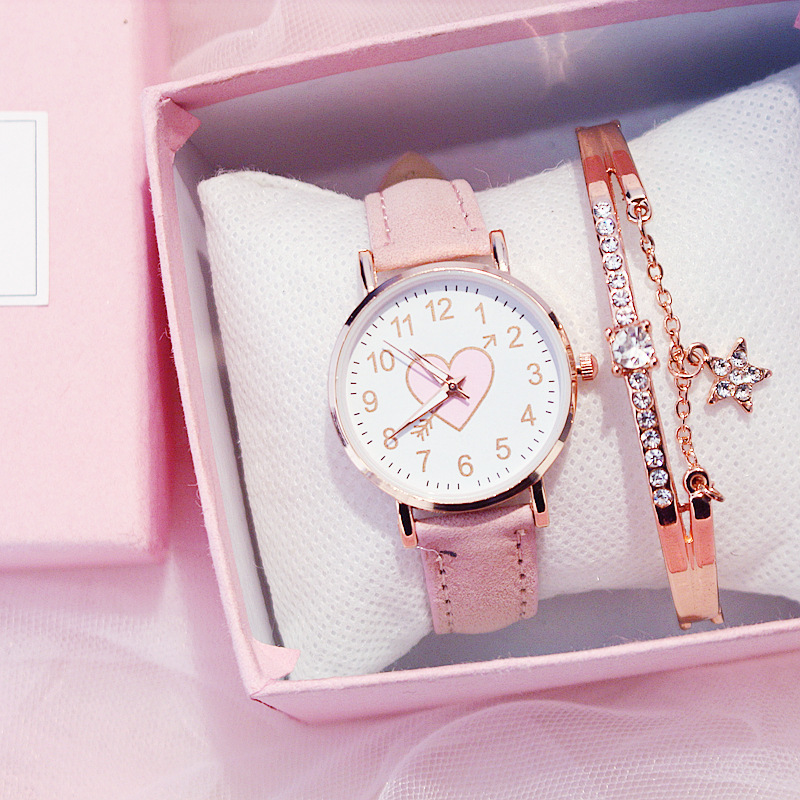 Novo bonito em forma de coração dial crianças relógio feminino estudante moda relógio simples menina namorada orologio donna