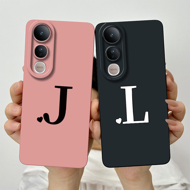 Per Vivo V50 Lite Custodia con lettere iniziali carine Cover per telefono per Vivo V 50 Lite Cover posteriore protettiva morbida e sottile in silicone antigoccia