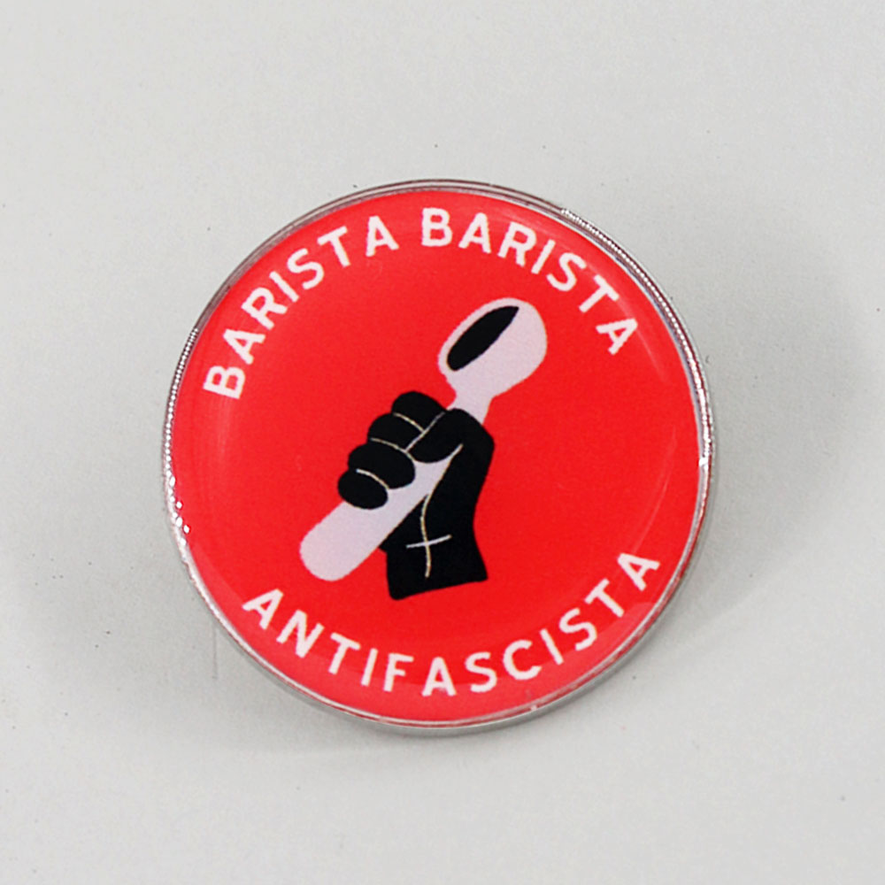 Barista Barista Antifascista Lapel Pin Red Button Badge