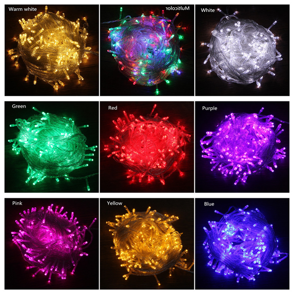 10M LED chaîne lumière lumières de noël intérieur extérieur arbre décoration 100 LED étanche vacances guirlande fée lumières