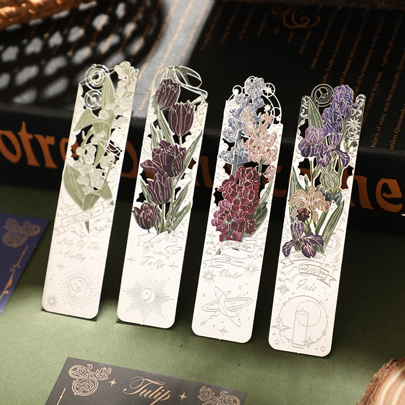Retro Hollow Metal Bookmark Romantic Flower Series Reading Book Clip Reading Enthusiast Gift School Office Suppliers