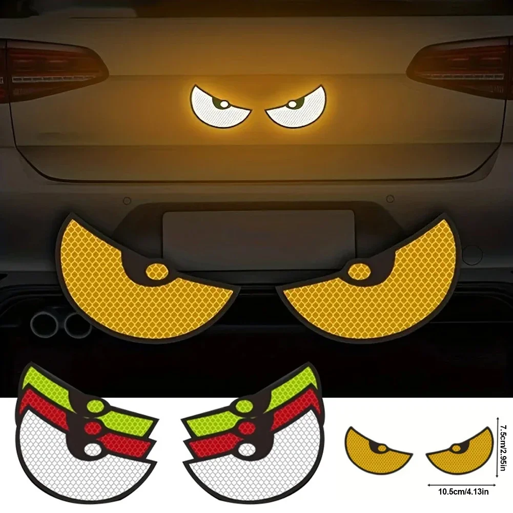 Autocollants de sécurité pour conduite nocturne, 2 pièces, motif yeux de chat, pour automobile, camion, moto, réflecteur, bande d'avertissement de sécurité réfléchissante pour voiture