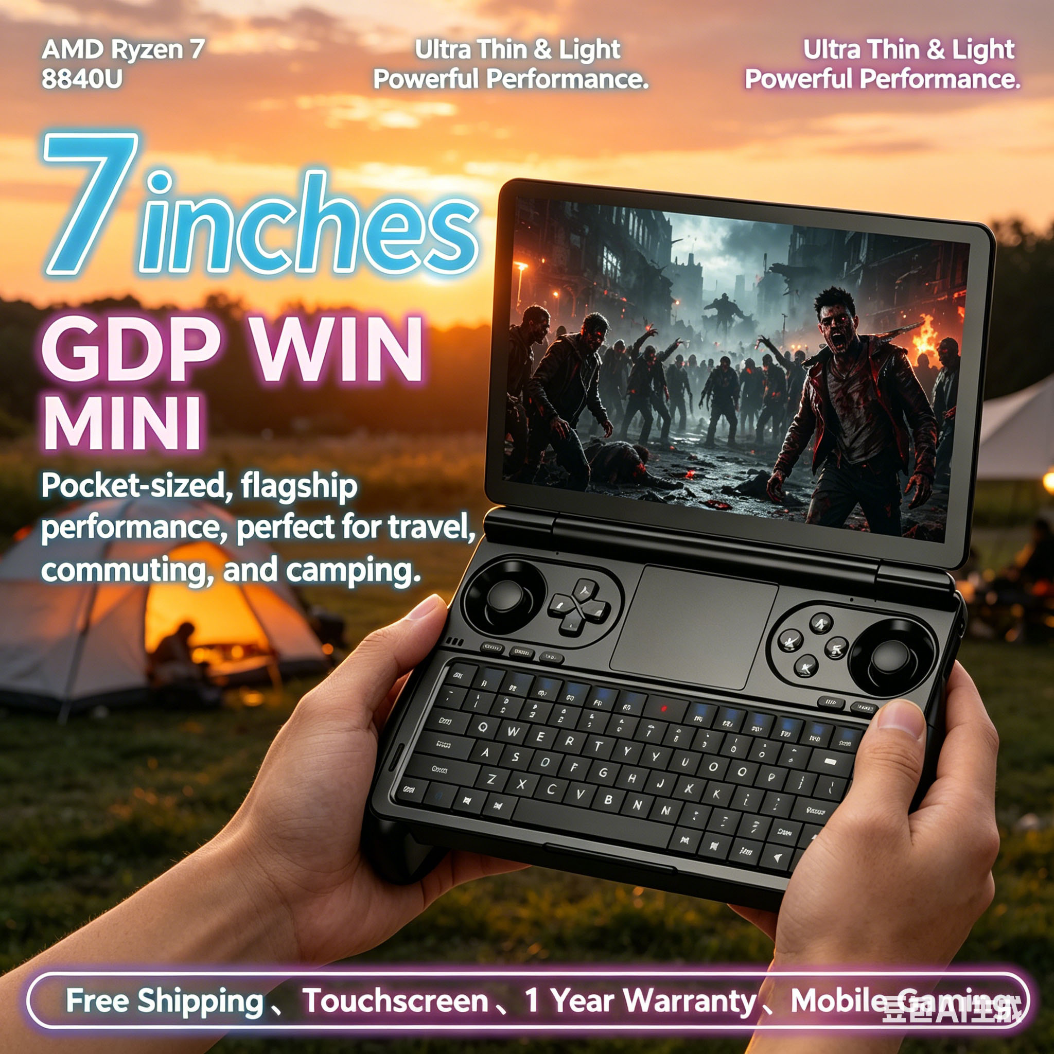 Rage Fierce GPD WIN Mini AMD AI 9 HX 370 7インチハンドヘルドゲームパッドタブレット 32GB RAM 2TB PCIE4.0 ポケットミニラップトップゲームプレーヤー