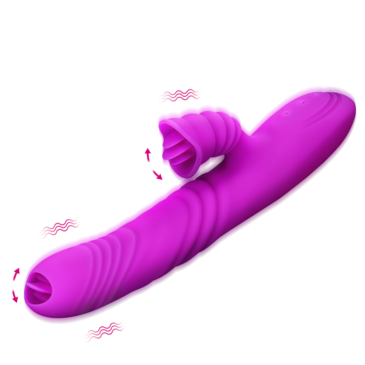 Jouet sexuel réaliste en forme de pénis avec 3 langues pour stimulation clitoridienne, stimulateur de point G en forme de lapin avec 3 fonctions de poussée et 10 fonctions de vibration, lapin en silicone pour adultes