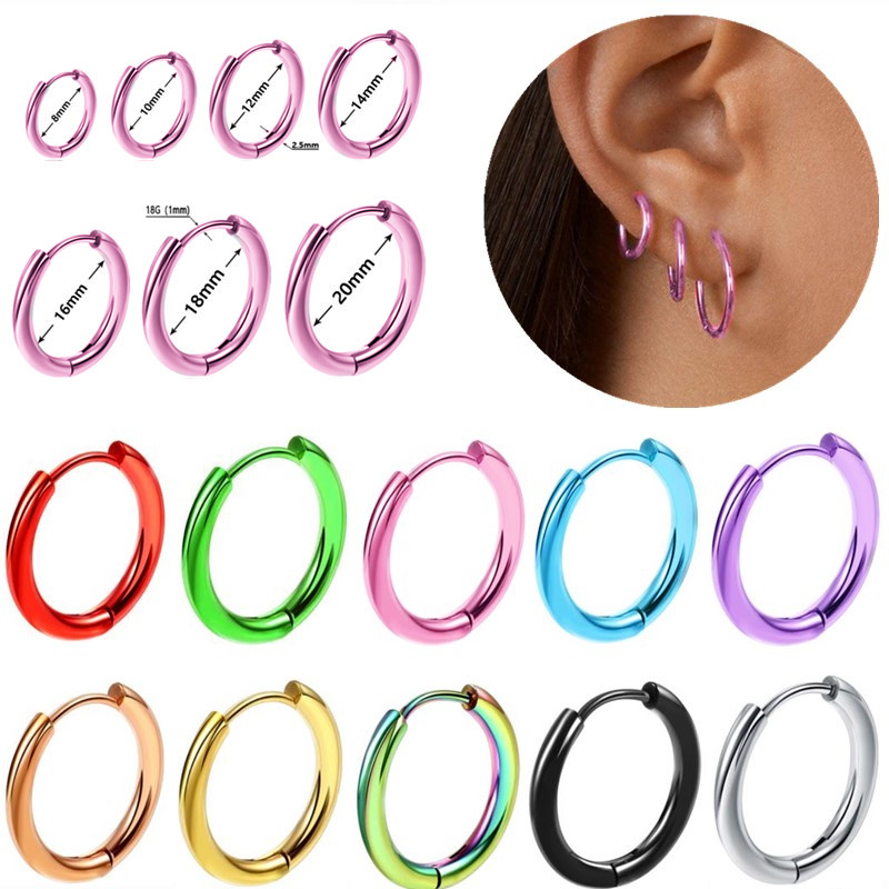 8/10/12/14/16/18/20 mm Huggies Creolen Helix Piercing Knorpel Creolen Tragus Ohrring Lappen Schmuck Rosa Unisex Rook Ohrringe