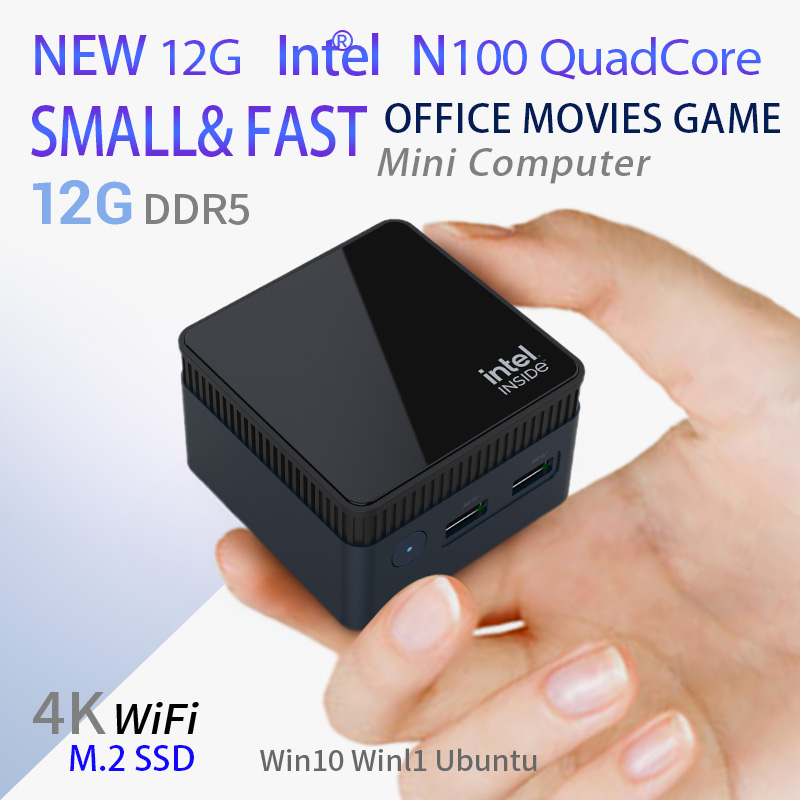 Mini PC de jeu ZX01 Plus Windows 11 Pro, 12e Isabel, Intel Alder Lake N100, DDR5, 12 Go, 256 Go, 1000M LAN, WiFi 5, BT éclairé, ordinateur de bureau