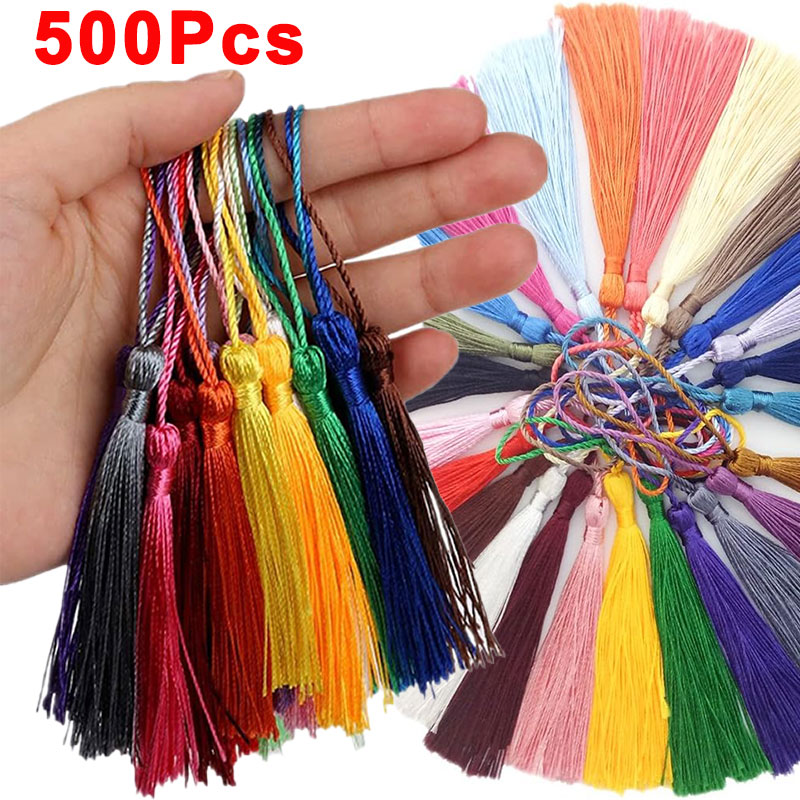 100-500 PCS 13 ซม.Silky Tassels พร้อมห่วงสายไฟ Handmade Soft Flossy Bookmark พู่สําหรับเครื่องประดับทํา DIY CRAFT เย็บอุปกรณ์เสริม