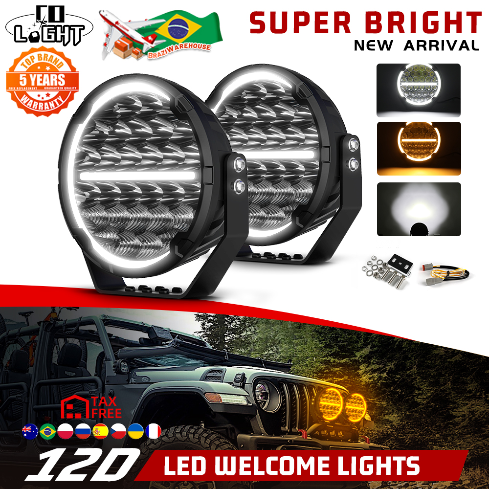 ไฟออฟโร้ด LED ทรงกลม9นิ้วสำหรับขับรถไฟ LED สปอร์ตไลท์คอมโบ90000LM ฟลัดไลท์สำหรับรถบรรทุกรถ SUV 12V 24V