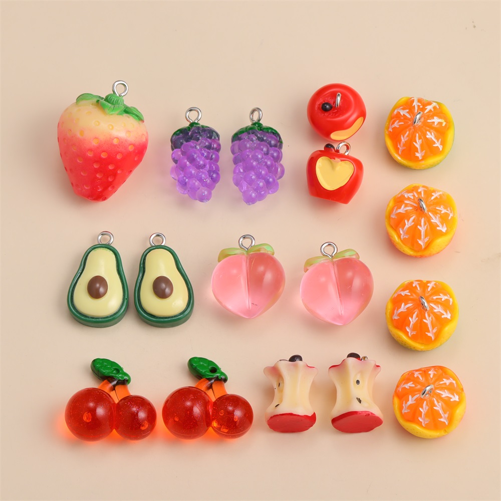 Breloques en résine 3D mignonnes Harvey Apple, orange, aucun fruit, bijoux, boucles d'oreilles exécutives, accessoires de collier, fournitures, 5 pièces