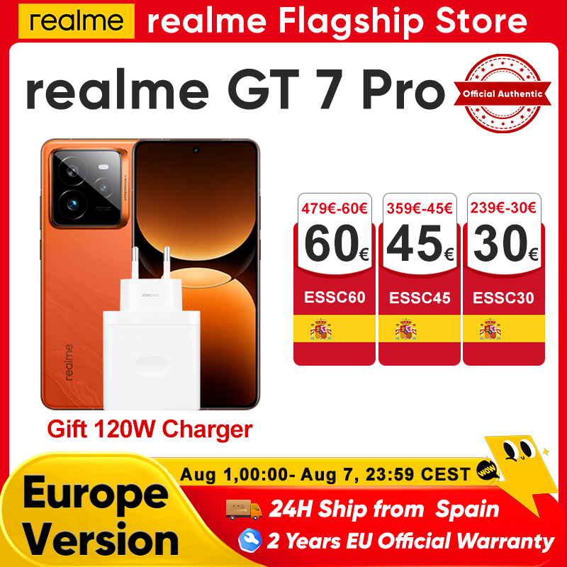 Realme GT 7 Pro Smartphone 5G Versão Global Snapdragon 8 Elite 6.78 ''120Hz Tela Eco OLED 120W SUPERVOOC 50MP Câmera NFC GPS