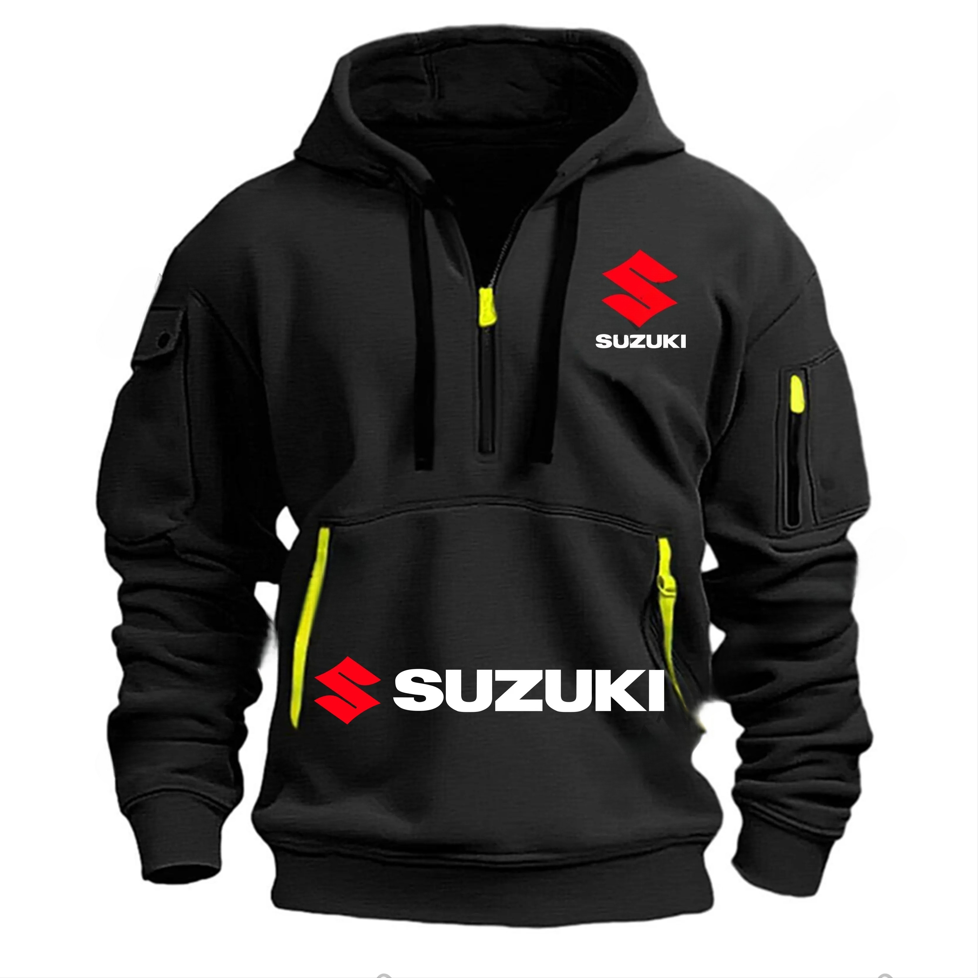 เสื้อฮู้ดผู้ชายซูซูกิสำหรับขี่มอเตอร์ไซค์กลางแจ้ง: เนื้อผ้านุ่ม สวมใส่สบาย ระบายอากาศได้ดี มีสไตล์ เหมาะสำหรับฤดูใบไม้ร่วง/ฤดูหนาว