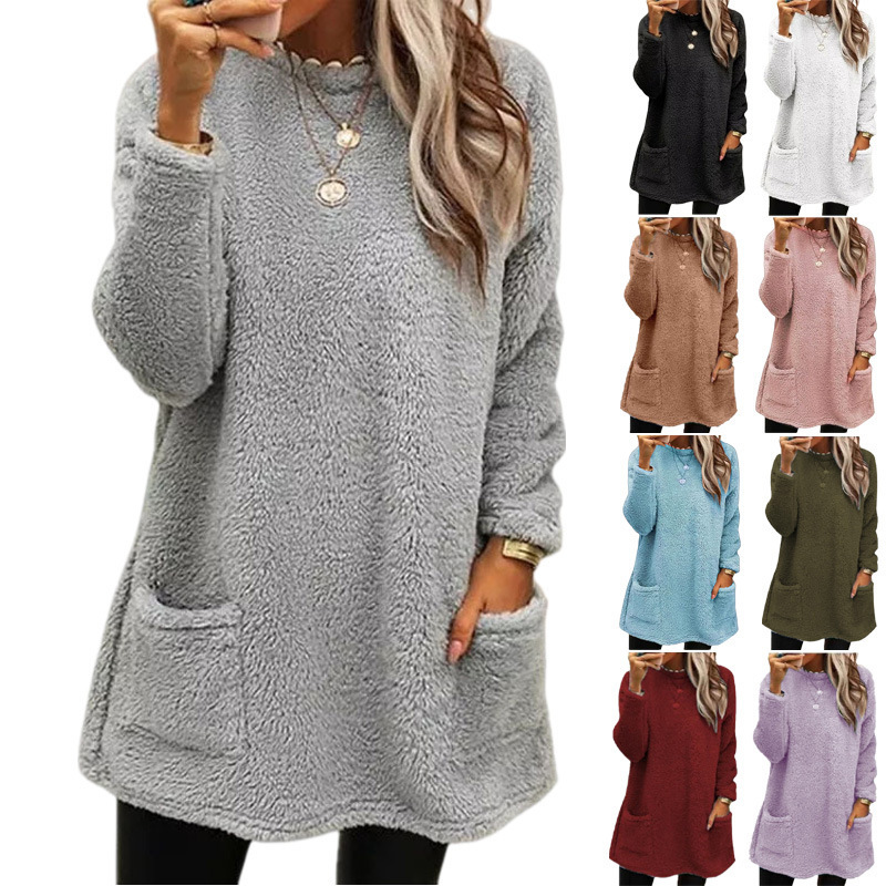 2024 mujeres invierno cálido Sudadera con capucha abrigo ropa de calle polar bolsillo Thinken Sweatershirt otoño mujer Casual trajes sueltos Sudadera con capucha Tops
