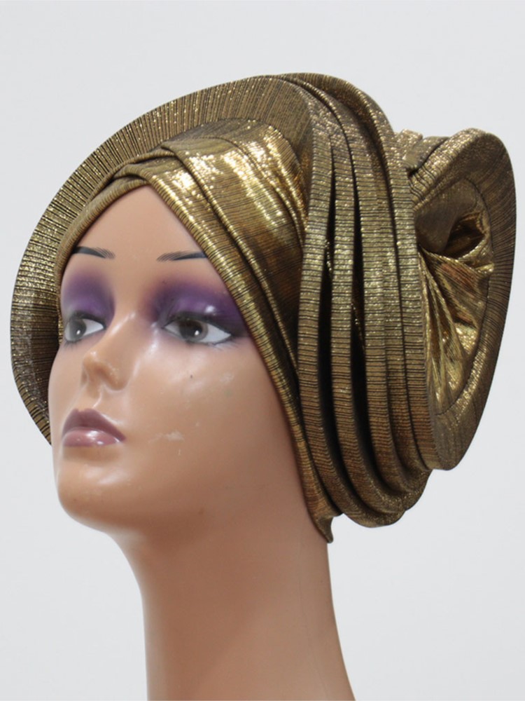 Fashion Women Elastic Ruffle African Turban Cap Lady Head Wraps Nigeria Wedding Auto Gele Headtie Party Headgear Headwear Hat