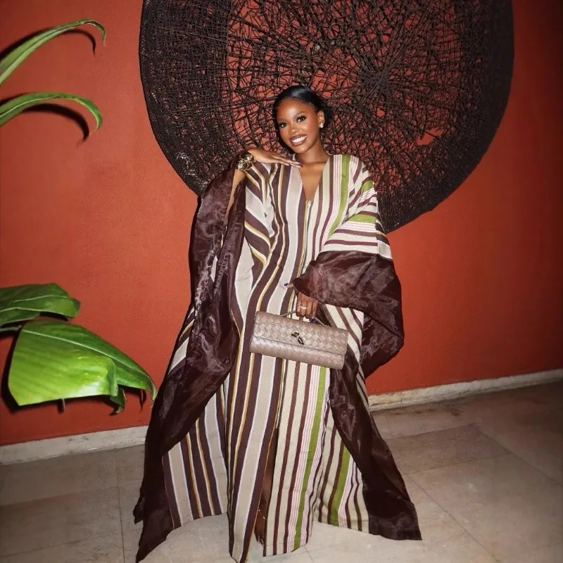 Dashiki vestidos africanos para mulheres moda verão africano com decote em v manga longa plus size longo maxi vestido kaftan abaya vestido outfits
