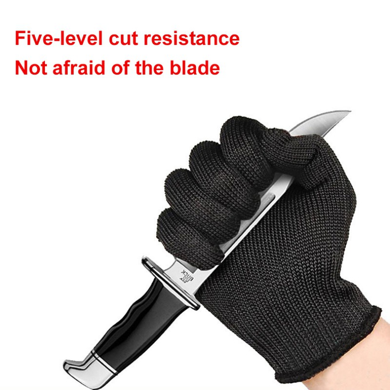 Guantes negros de autodefensa, Nivel 5, a prueba de Cortes, alambre resistente a las puñaladas, trabajo de Metal, anticorte, protección de seguridad al aire libre, 1 par